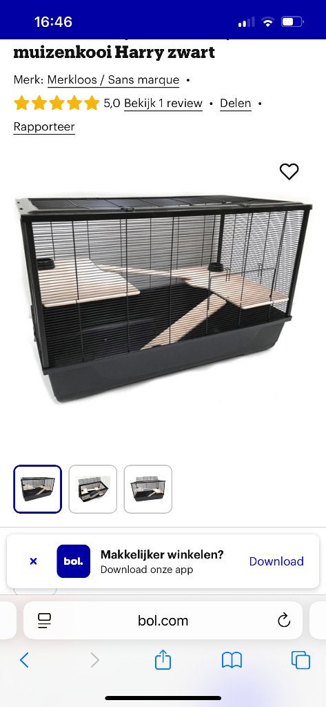 Hamsterhok 100x54x61 (zwart), Ophalen, Gebruikt, 60 tot 90 cm, Muis