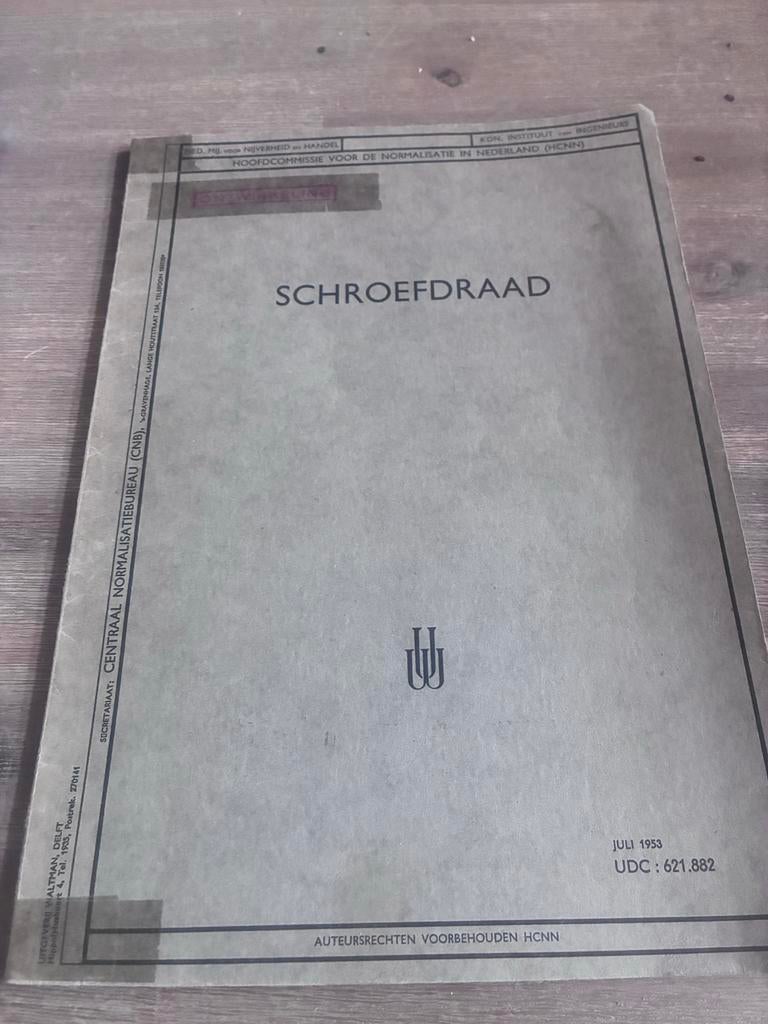 Normboek Schroefdraad uit 1953, Ophalen of Verzenden, Gelezen, Metaaltechniek