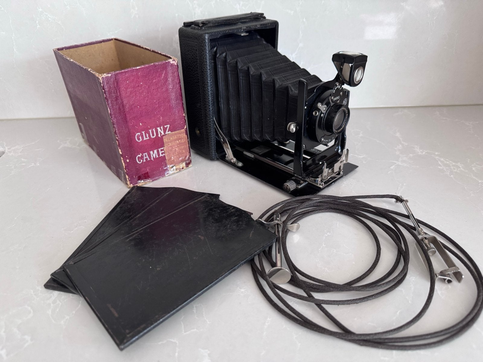 Vintage Glunz-Camera Mod 3 Balgcamera - Zwartser Haarlem, Ophalen of Verzenden, Gebruikt, Compact, Overige Merken