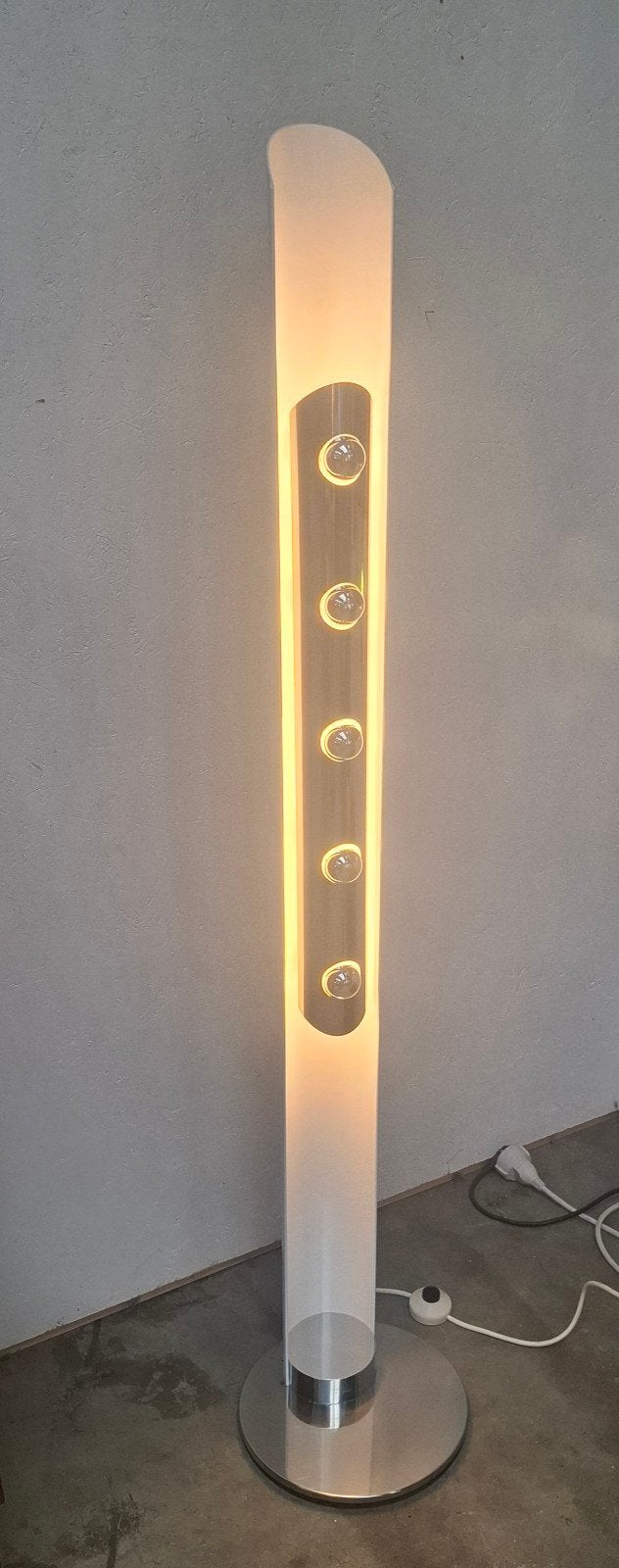 'Totem' Vloerlamp met 5  Spots - Chroom & Wit, Zo goed als nieuw, Metaal, 150 tot 200 cm, Modern, Design