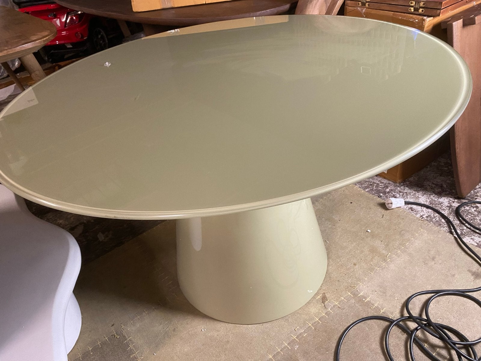 Groene ronde tafel 120cm met glazen blad - 120cm bkeuze