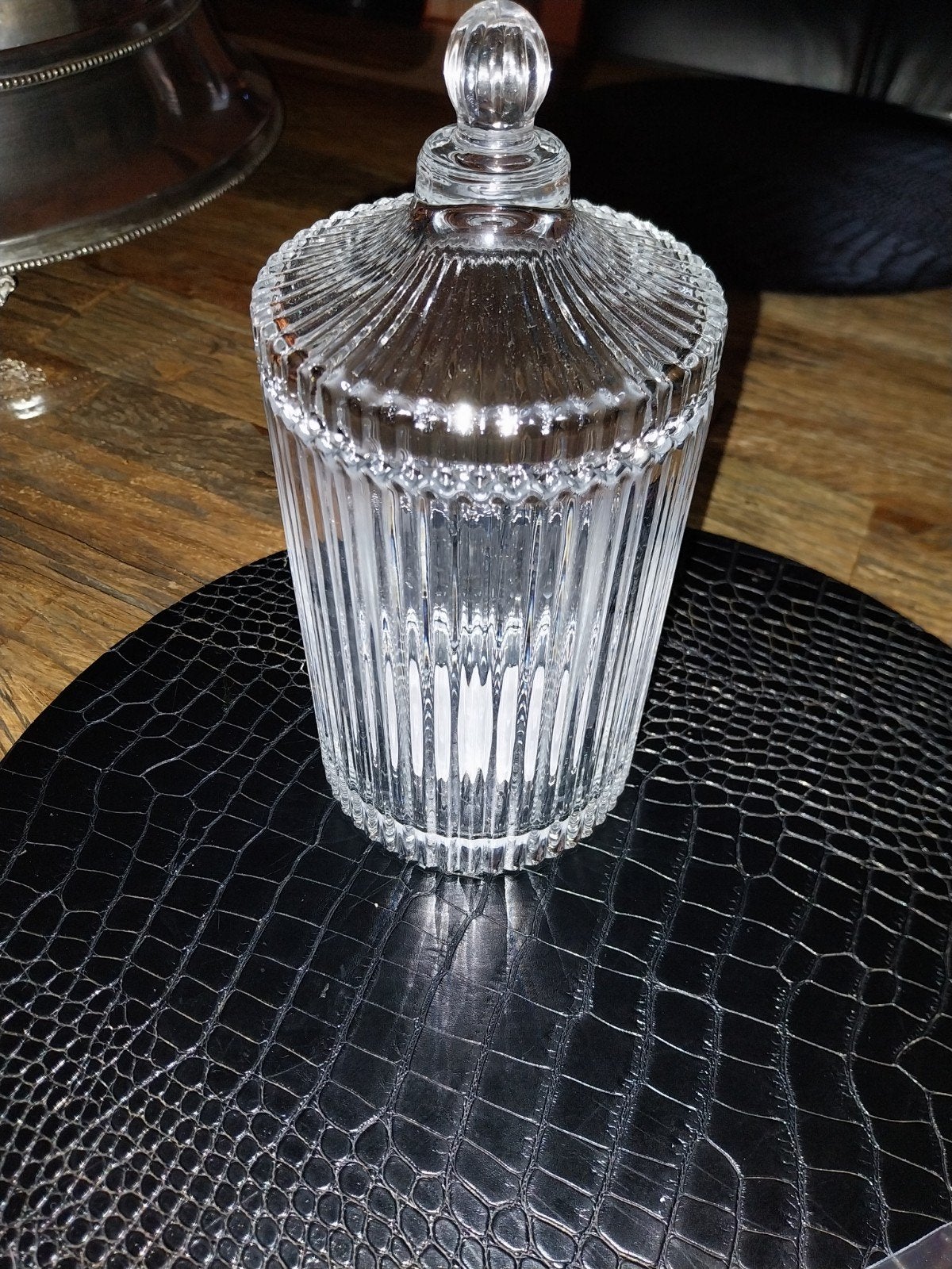 Glazen pot met deksel - Geribbeld design, Ophalen of Verzenden