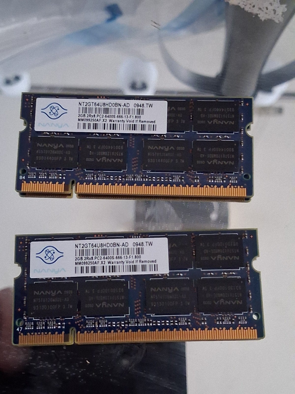 2x 2GB DDR2 PC2-6400S Laptop RAM Geheugen, Gebruikt, Ophalen of Verzenden, DDR2, 2 GB