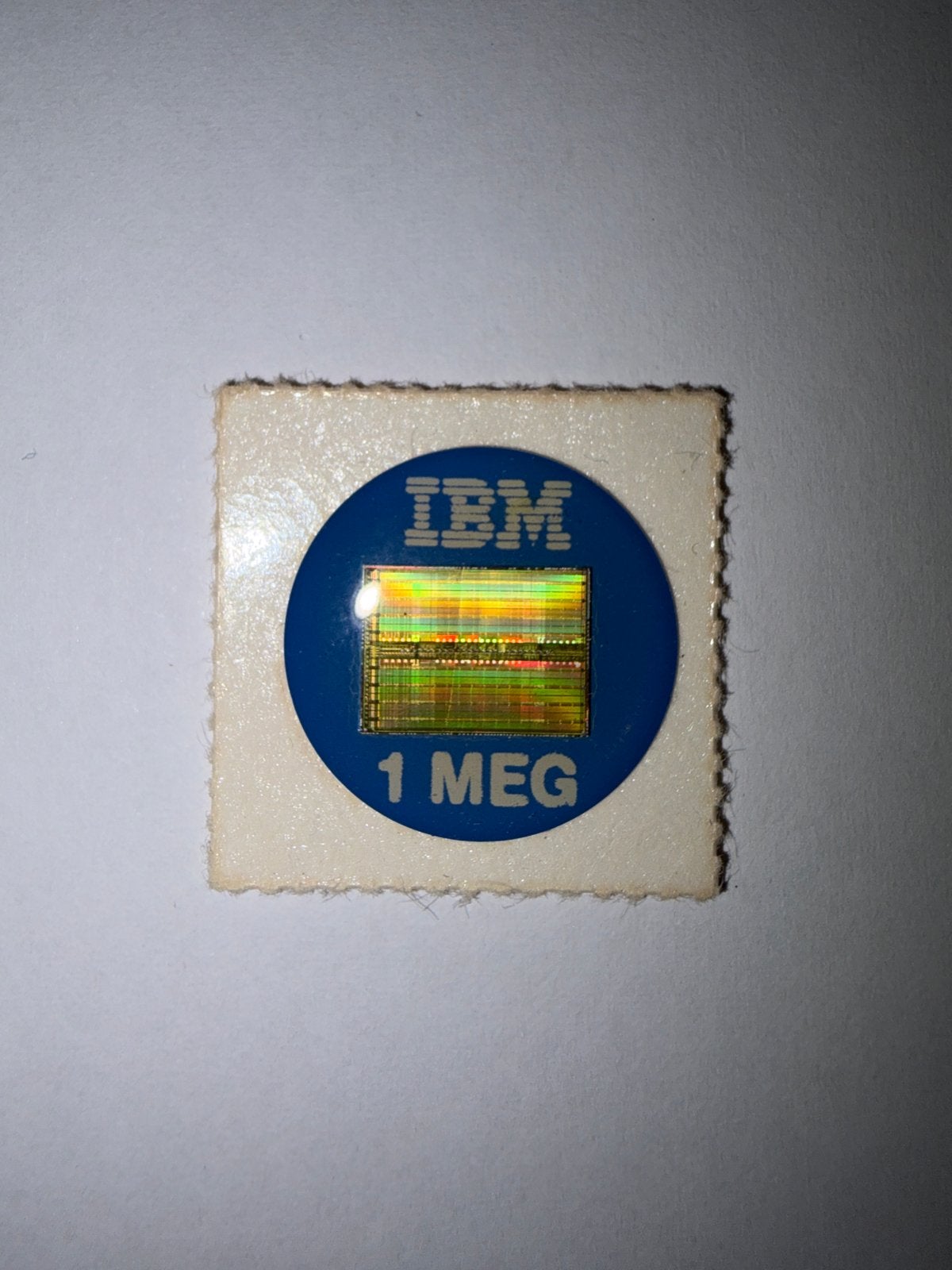 Vintage IBM 1 MEG chip sticker - Zeldzaam verzamelobject, Computers en Software, Ophalen