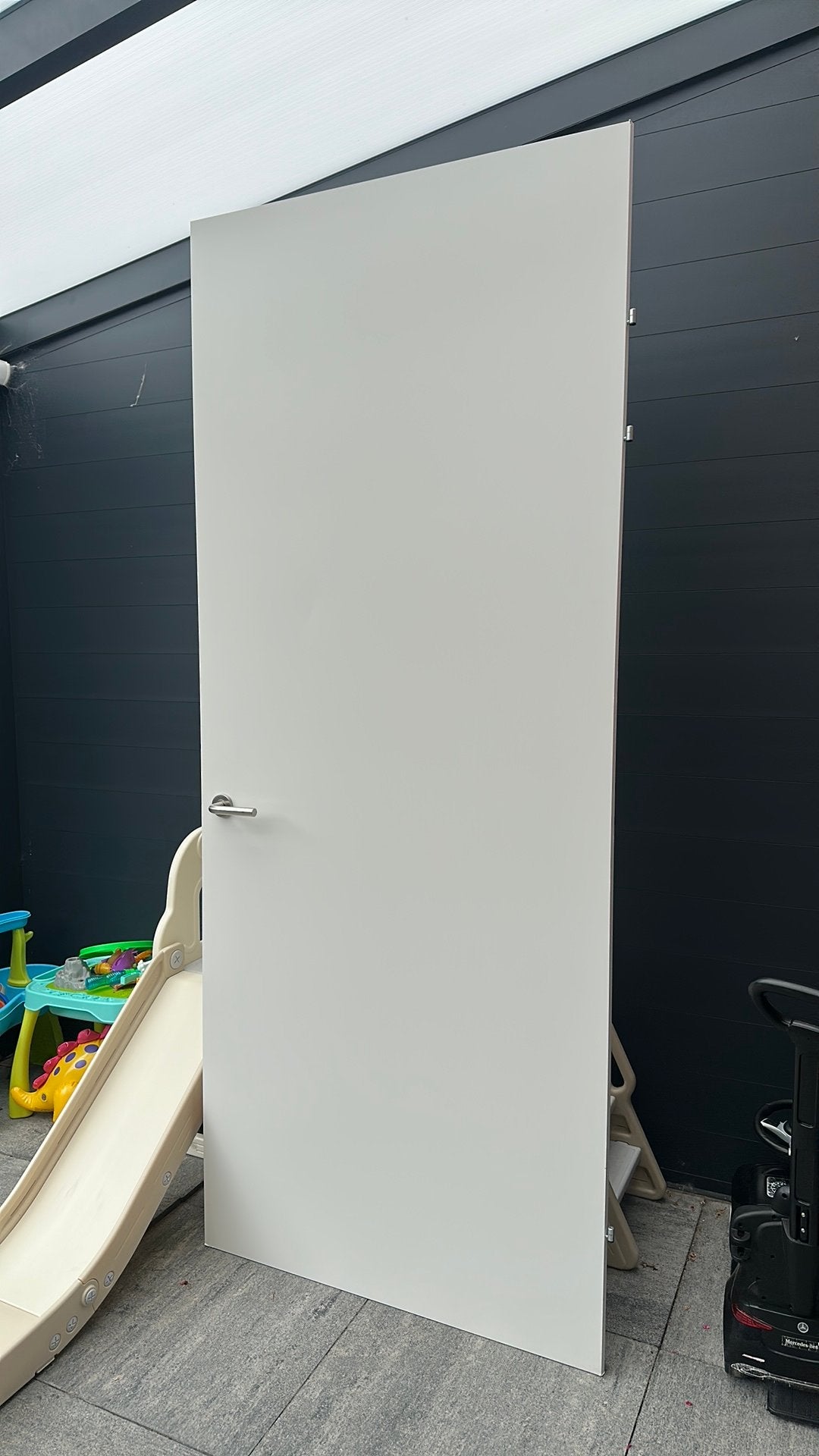 Opdekdeur wit 230x95x93, Ophalen, 80 tot 100 cm, 215 cm of meer, Binnendeur
