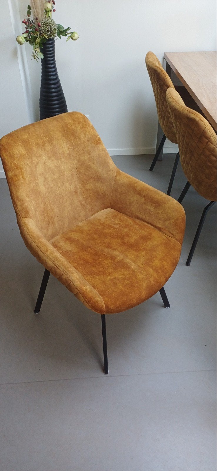 Zes draaibare eetkamerstoelen - Okergeel, Huis en Inrichting, Stoelen, Ophalen, Overige kleuren, Stof, Vijf, Zes of meer stoelen