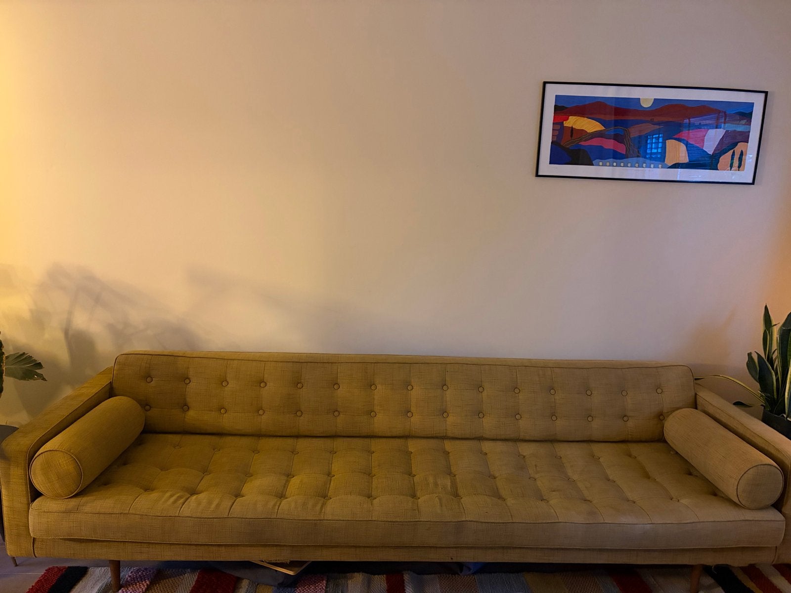 Gratis op te halen: Ruime bank met rolkussens (280x90x60 cm), Ophalen, 250 tot 300 cm, Gebruikt, 75 tot 100 cm