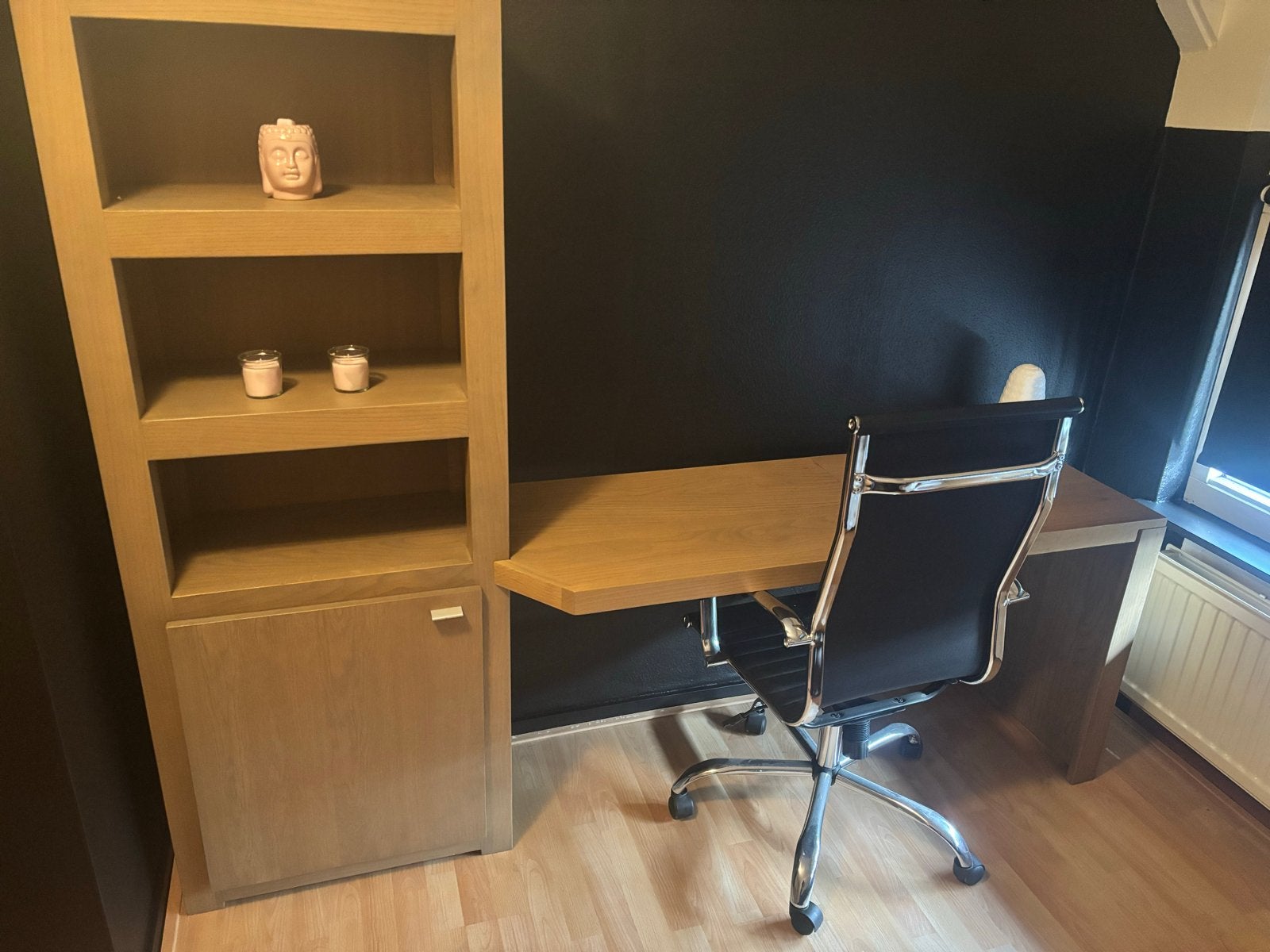Tienerkamer Bureau met kast en bureaustoel, Ophalen, Met plank(en), Gebruikt, 100 tot 150 cm