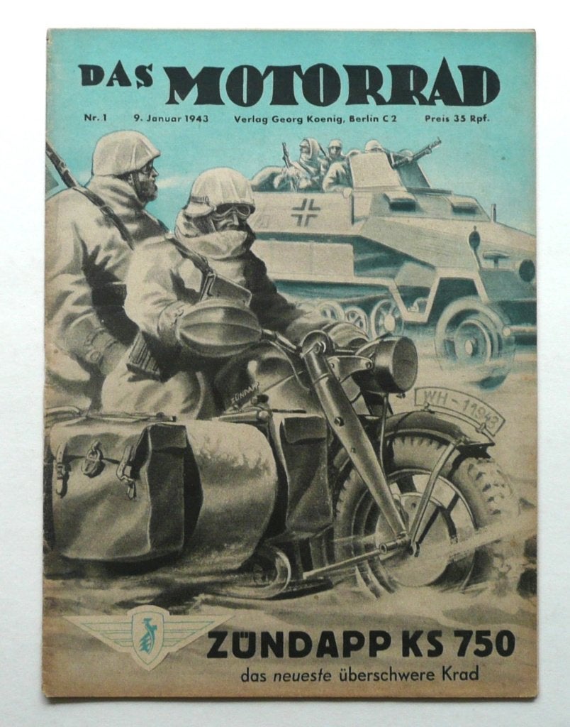 Das Motorrad (09 januari 1943) Zündapp KS750 op de cover., Verzenden, Gelezen, Algemeen