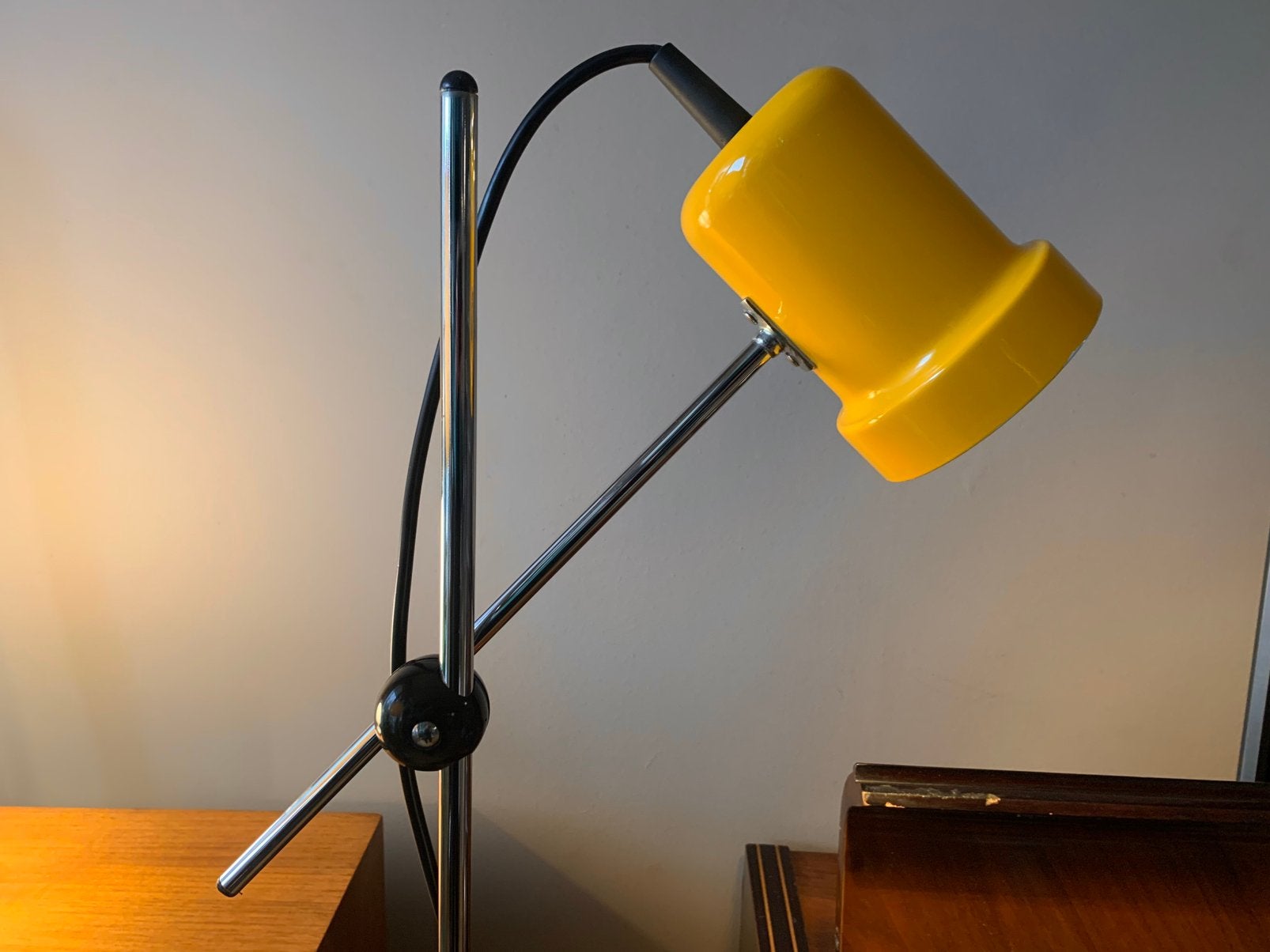 Vintage hengellamp geel, 100 tot 150 cm, Zo goed als nieuw, Metaal, E27 (groot)