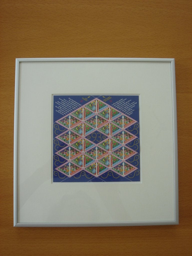 Bloc met 20 Kerstzegels uit 1993 ingelijst met passepartout, Ophalen of Verzenden, Na 1940, Postfris