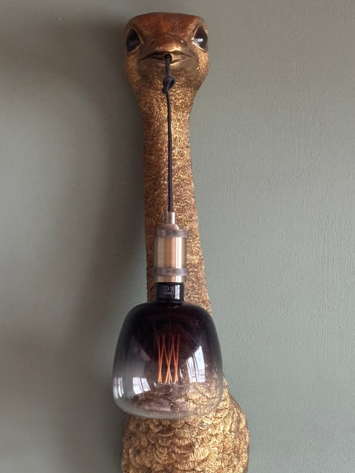 Struisvogel lamp, Huis en Inrichting, Ophalen, Zo goed als nieuw, Glas