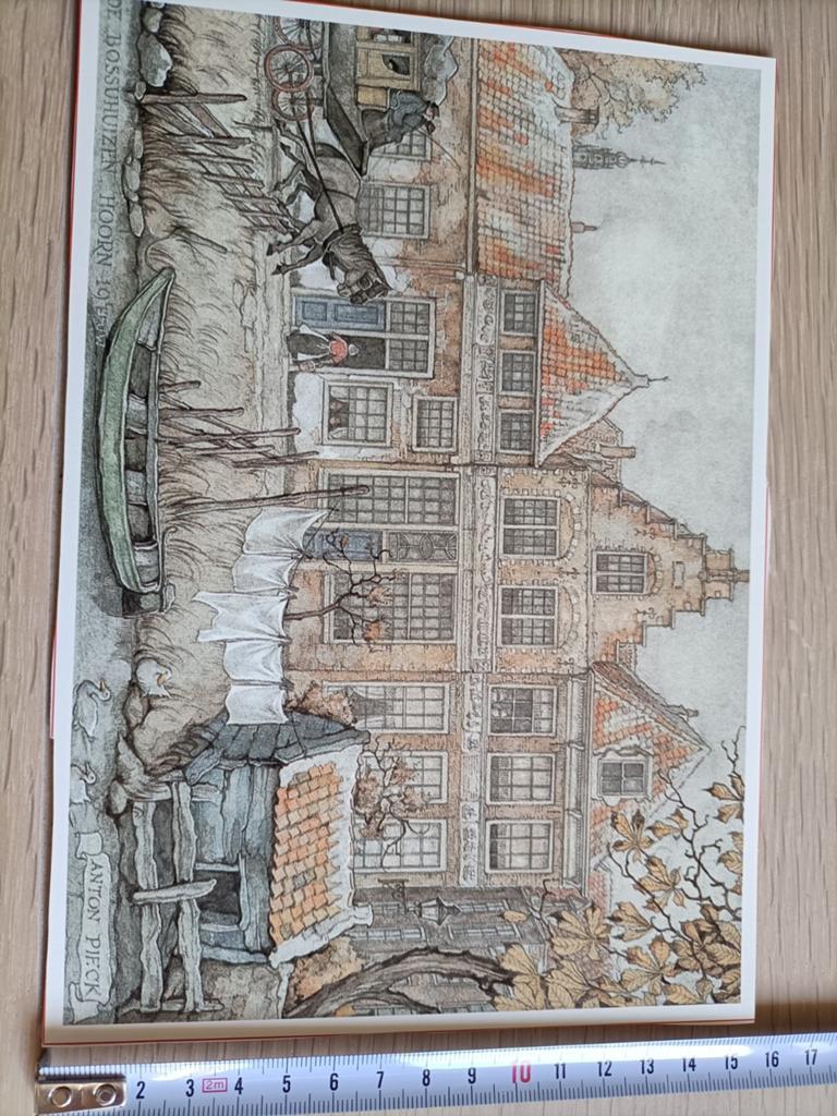 Anton Pieck Prent 'De Bosschuyzen Hoorn', Verzamelen, Foto's en Prenten, Gebruikt, Ophalen of Verzenden, 1940 tot 1960, Gebouw