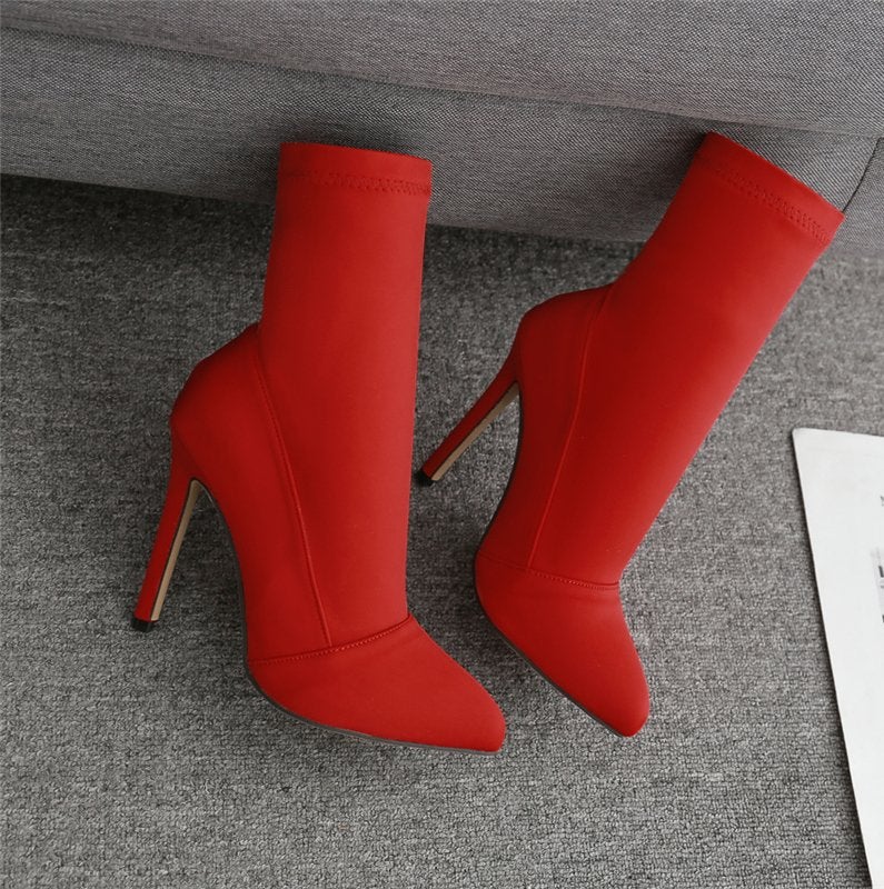 Rode dames soklaarzen punt hoge sok laarzen zijde stretch, Kleding | Dames, Schoenen, Verzenden, Nieuw, Rood, Hoge laarzen