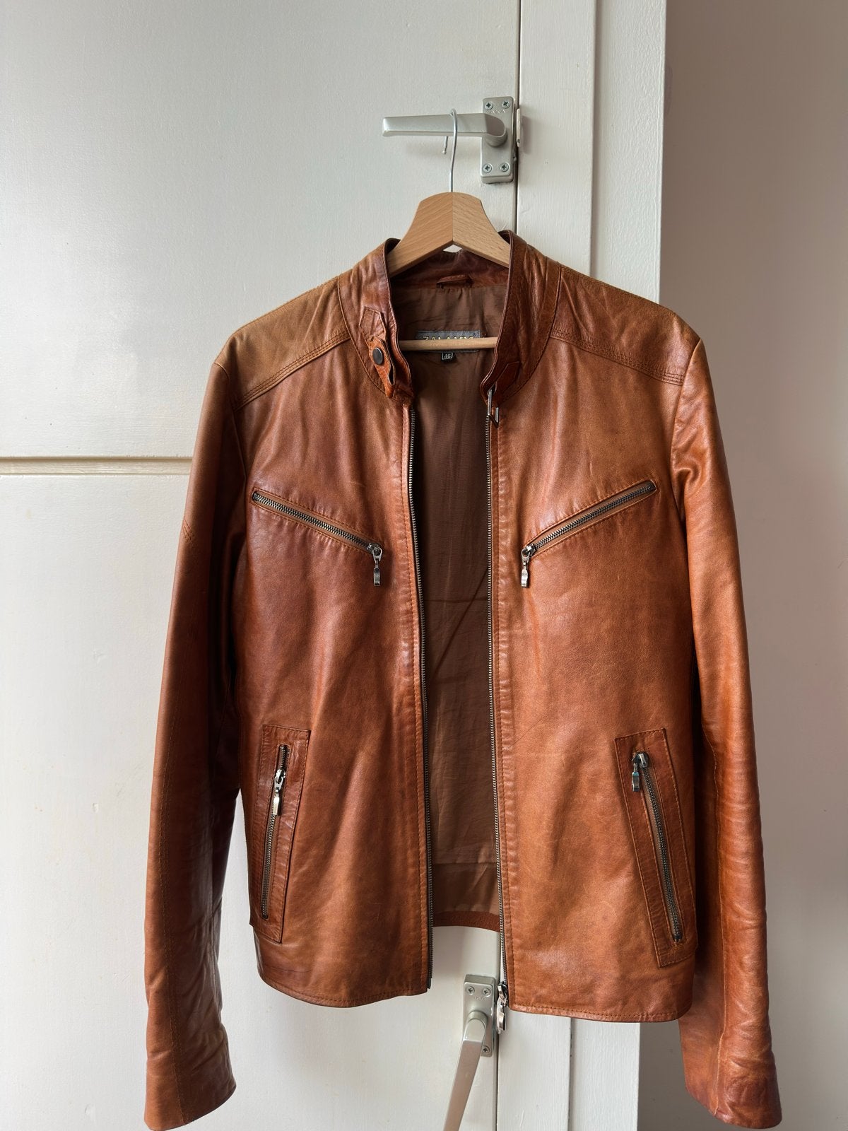 Bruine Leren Jas Maat 46, Kleding | Heren, Jassen | Winter, Ophalen, Zo goed als nieuw, Maat 46 (S) of kleiner, Bruin