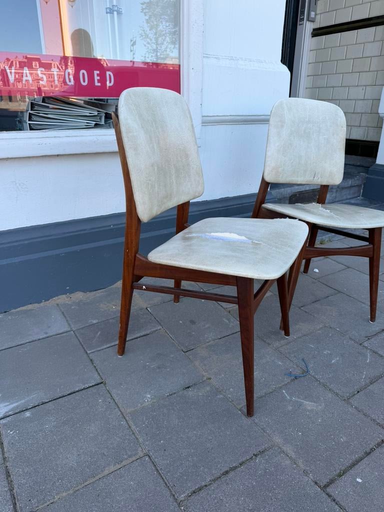Vintage design stoelen – opknappers – totaal €60, Huis en Inrichting, Stoelen, Ophalen, Hout, Vintage, design, Gebruikt