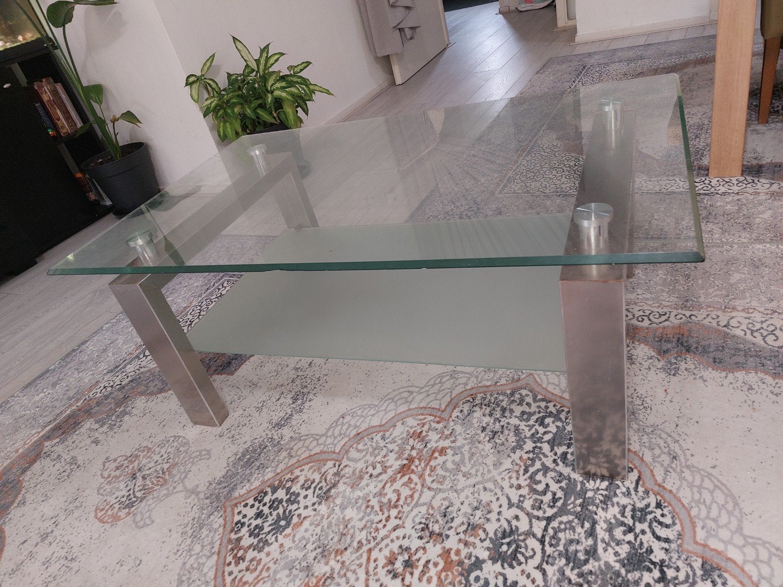 Glazen salontafel, Ophalen, Gebruikt, 100 tot 150 cm, 50 tot 100 cm