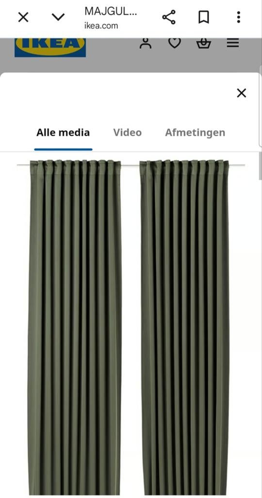 IKEA MAJGULL verduisterende gordijnen groen 2x 145x300cm, Huis en Inrichting, Stoffering | Gordijnen en Lamellen, Ophalen of Verzenden