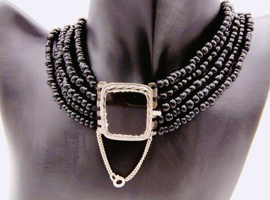 Gitten ketting met zilveren slot met Onyx, 38-40 cm, Sieraden, Tassen en Uiterlijk, Kettingen, Met kristal, Info@zilverwebsite.nl