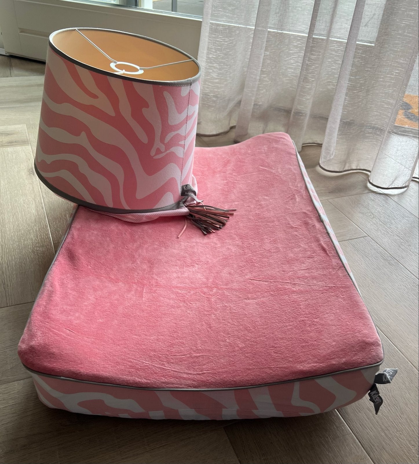 KidsDepot lampenkap en verschoningskussen hoes - Roze zebra, Overige merken, Ophalen of Verzenden, Zo goed als nieuw, Lamp