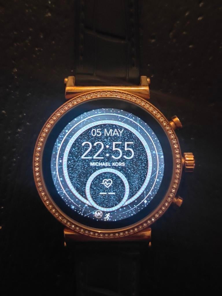 Michael Kors 🕺.Access Smartwatch - Roségoud met Zwarte Band, Zwart, Michael Kors, Stappen, Ophalen of Verzenden