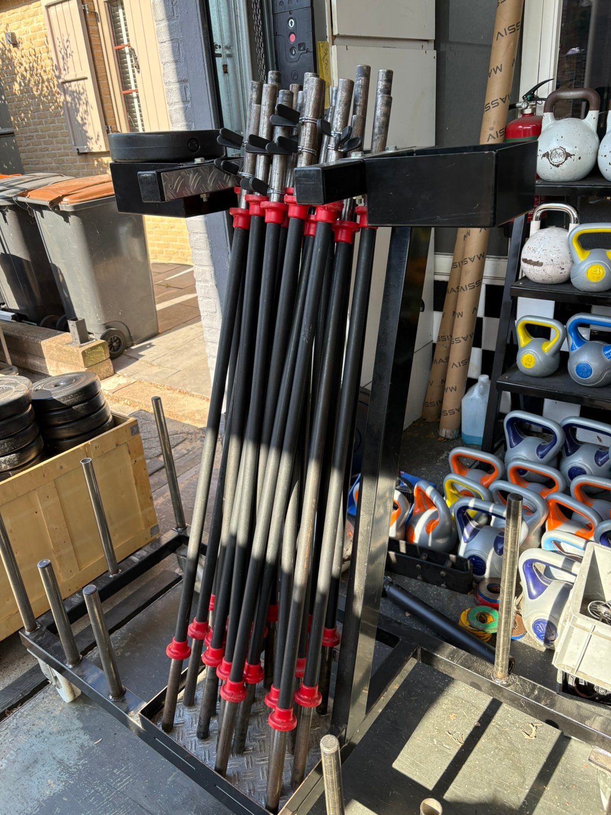 Bodypump 10 sets compleet stangen en schijven, Ophalen, Stangen en schijven, 10 conplete sets, Halterset