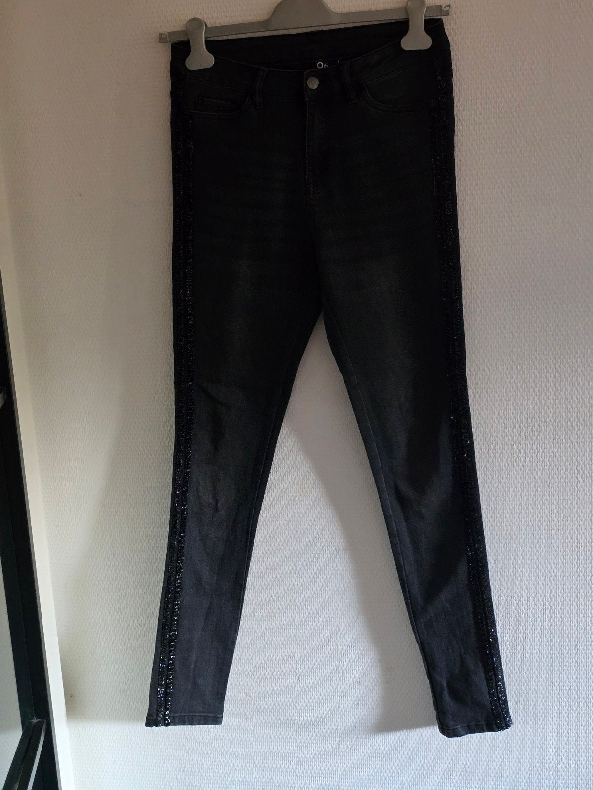 9th Avenue Zwarte skinny jeans met glitterbies Maat S, 9th Avenue, Zwart, Ophalen of Verzenden, Zo goed als nieuw