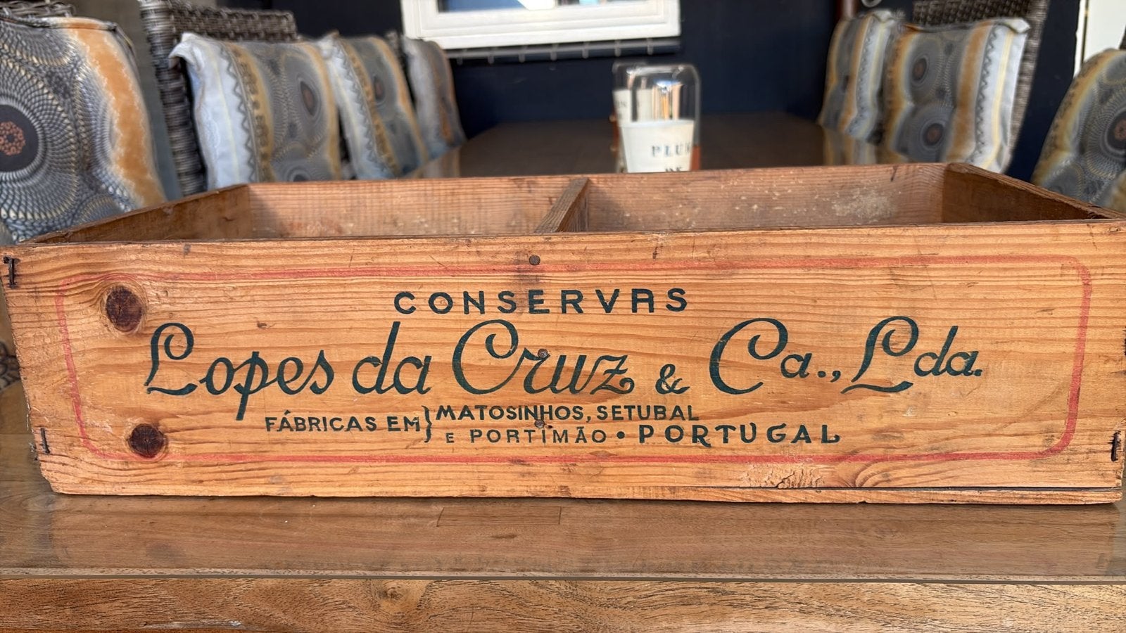 Vintage houten sardine kistje - Lopes da Cruz & Ca., Lda, Ophalen of Verzenden