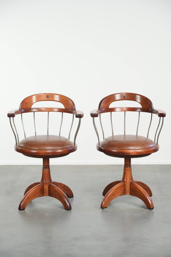Set van 2 draaibare Schuitema bijzet/bureaustoelen, Huis en Inrichting, Stoelen, Ophalen, Twee, Bruin, .