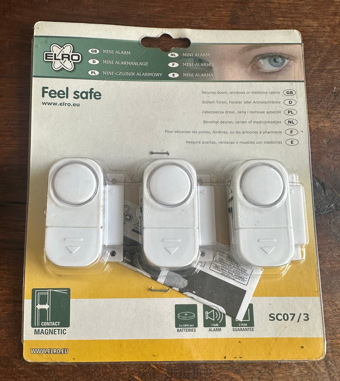 Elro Mini Alarm SC07/3 - Beveilig je deuren en ramen, Detector, Sensor of Melder, Raam of Deur, Nieuw, Ophalen of Verzenden