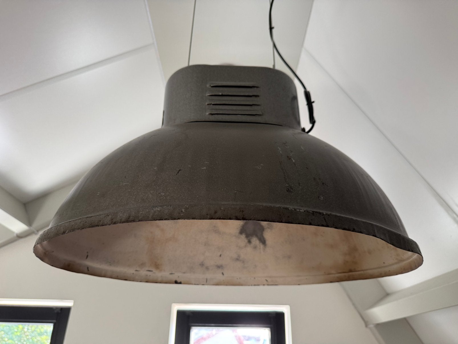 Industriële Vintage hanglamp plafondlamp fabriekslamp, Ophalen, Gebruikt, Industriëel vintage, Metaal