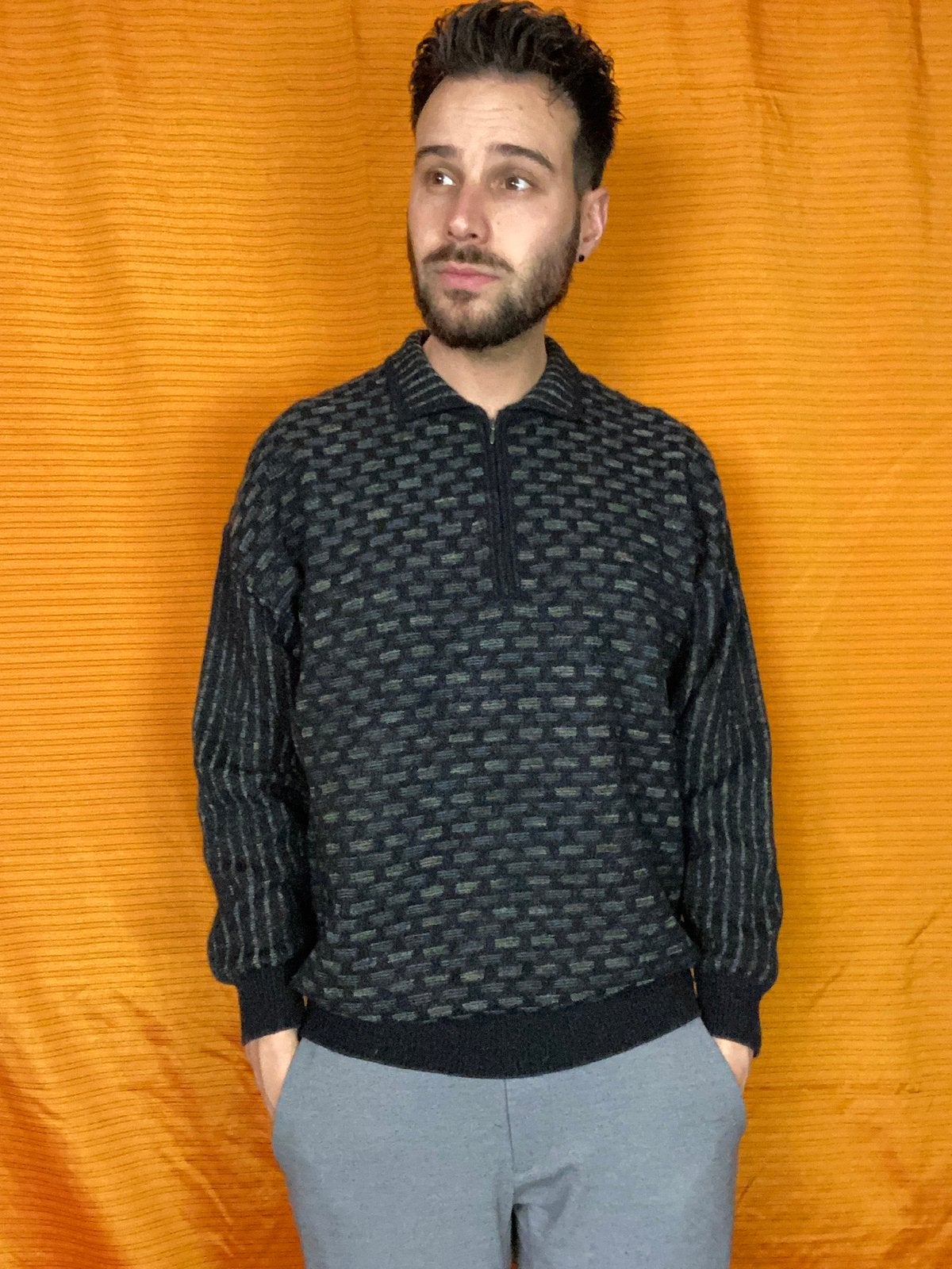 Vintage trui / pullover- grijs - knitwear - 52/L/large, Maat 52/54 (L), Hgv, Hgv, Ophalen of Verzenden