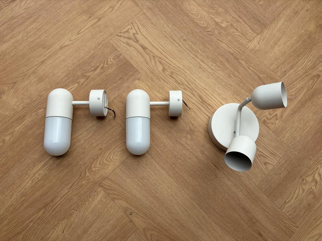 3x IKEA Ostana badkamerlampen - Wit, IP21, Ophalen of Verzenden, Zo goed als nieuw, Metaal of Aluminium