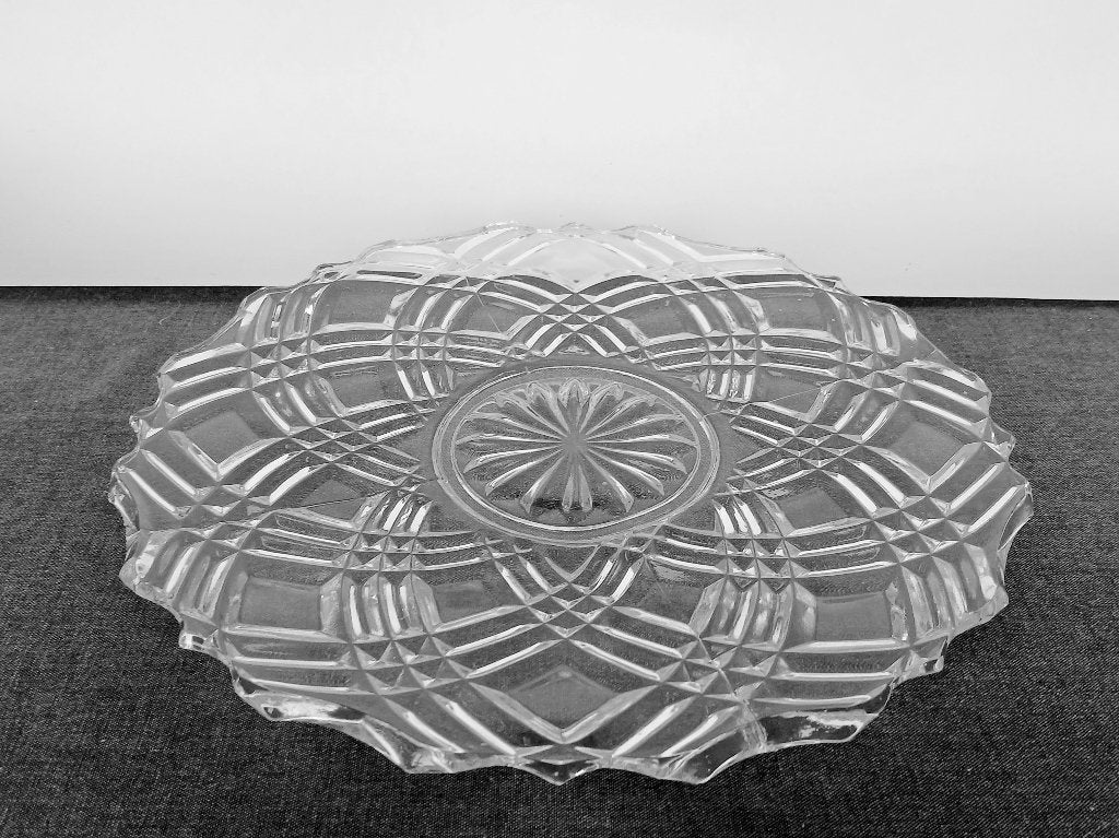 Schaal Taartschaal Pavillons België Persglas Art Deco, Ophalen of Verzenden