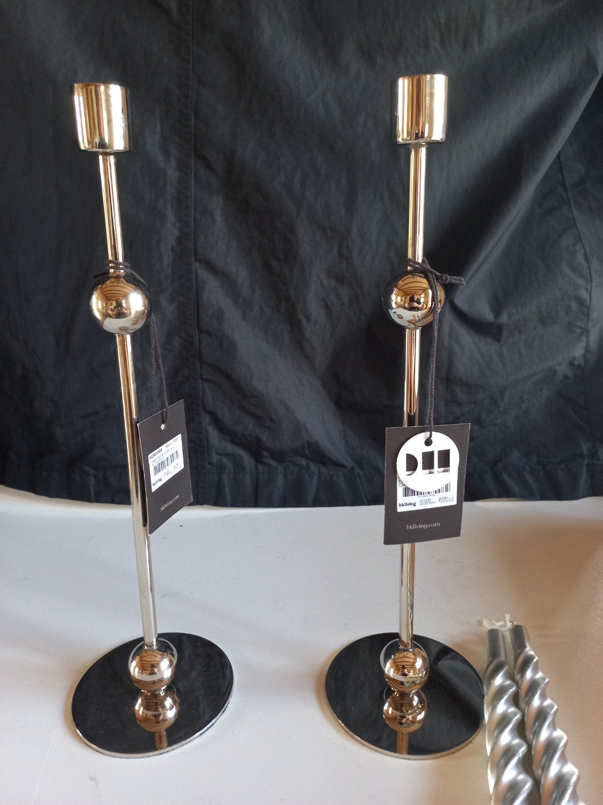 Twee HK living chrome kandelaars, Ophalen of Verzenden