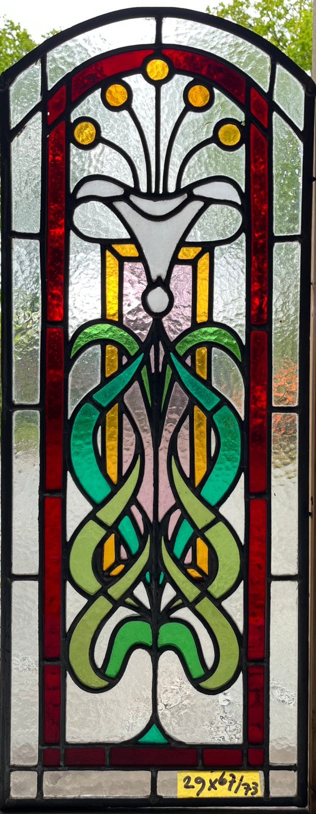 Glas in Lood raam Art Nouveau, Ophalen, Gevelraam of Ruit, Minder dan 80 cm, Glas in lood