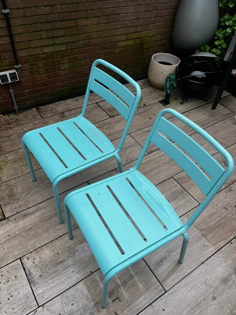Set van 2 EMU star tuinstoelen lichtblauw, Tuin en Terras, Ophalen, Gebruikt