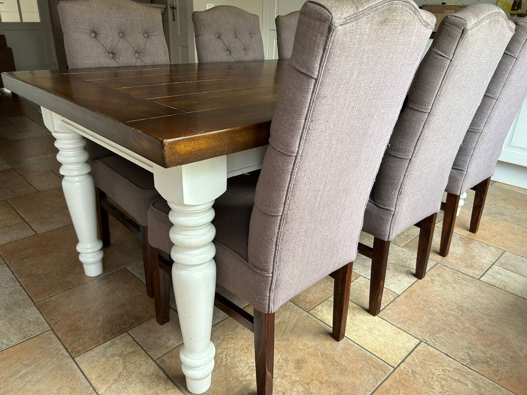 Eetkamertafel met 6 stoelen, Huis en Inrichting, Ophalen, Gebruikt, Eikenhout, 50 tot 100 cm