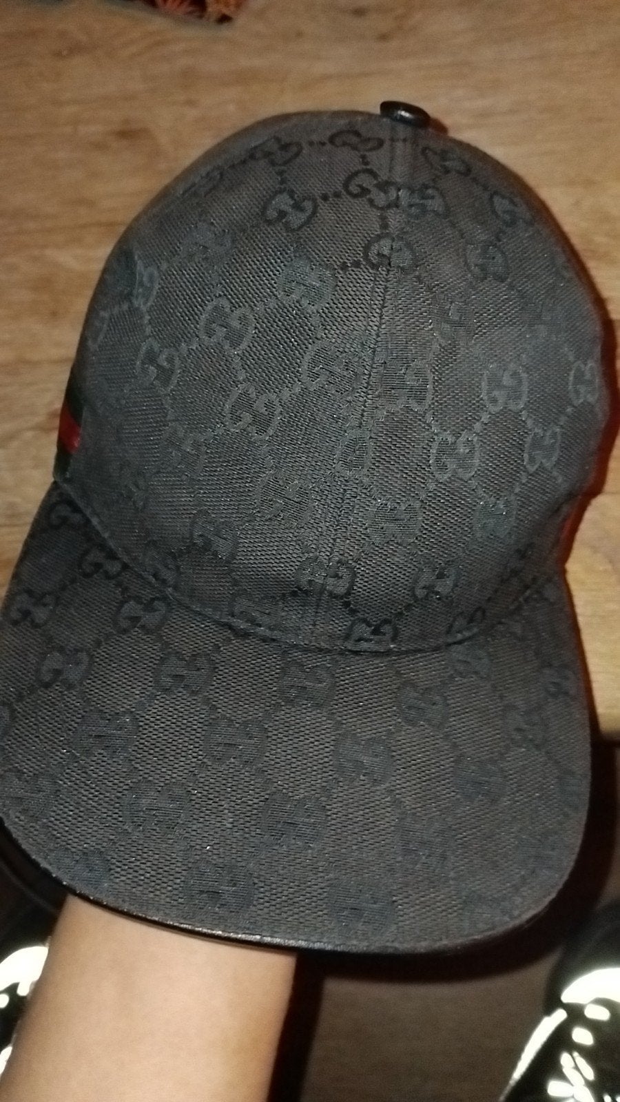 Gucci GG Monogram Pet Zwart met Groen/Rode Streep, Kleding | Heren, Hoeden en Petten, Ophalen, Gedragen, Gucci, Pet