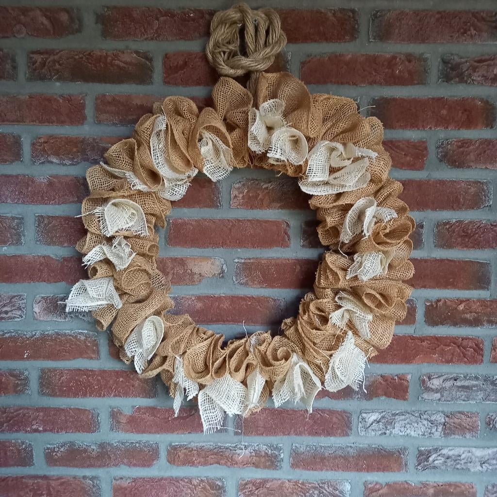 Rustieke jute krans - Handgemaakt, Ophalen, Nieuw