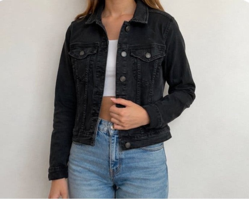 Anti Blue zwarte denim jas maat S, Zwart, Ophalen of Verzenden, Jasje, Maat 36 (S)