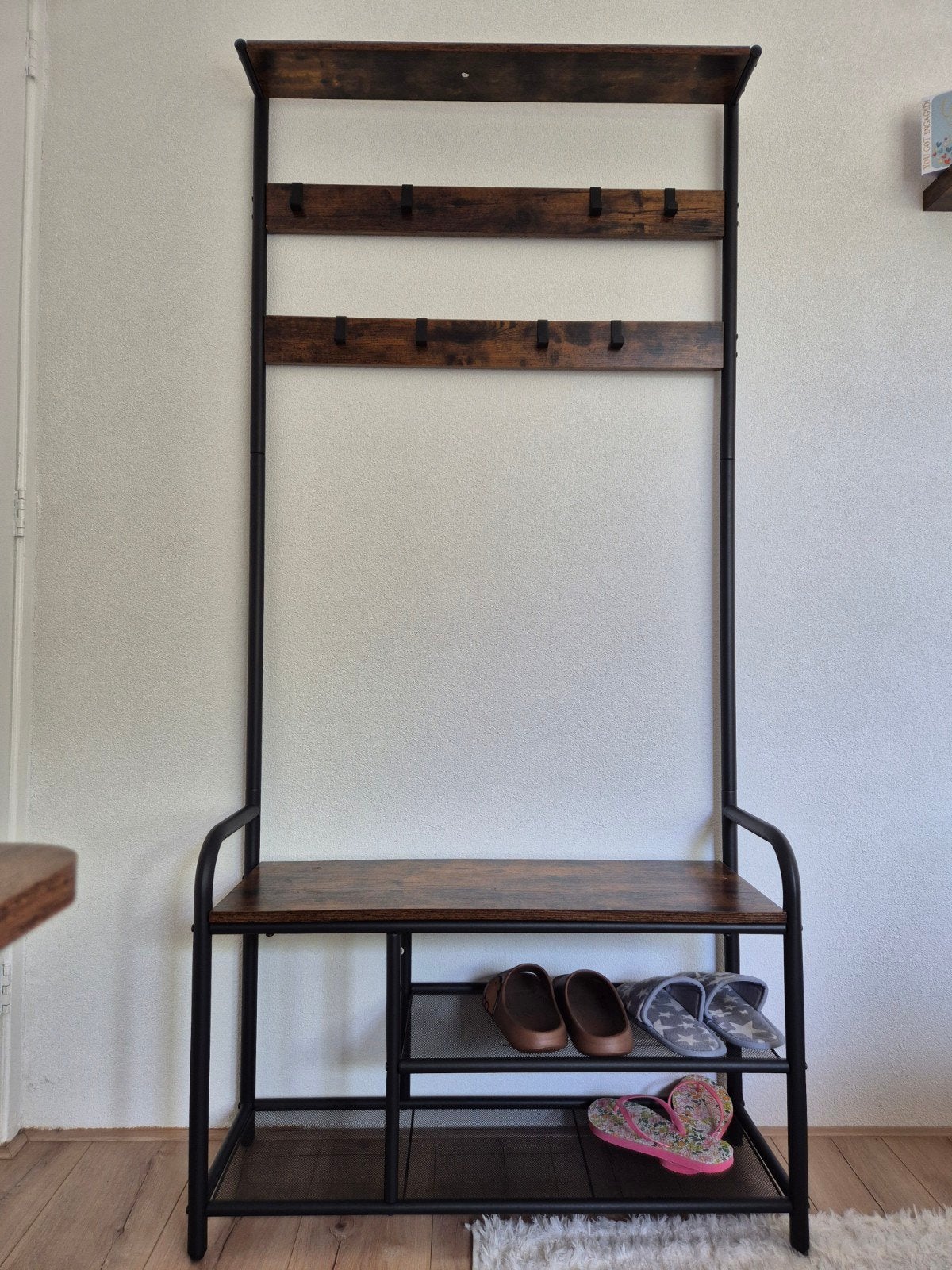 Shoe rack with coat hanger, Ophalen, Zo goed als nieuw, Metaal, Staande kapstok