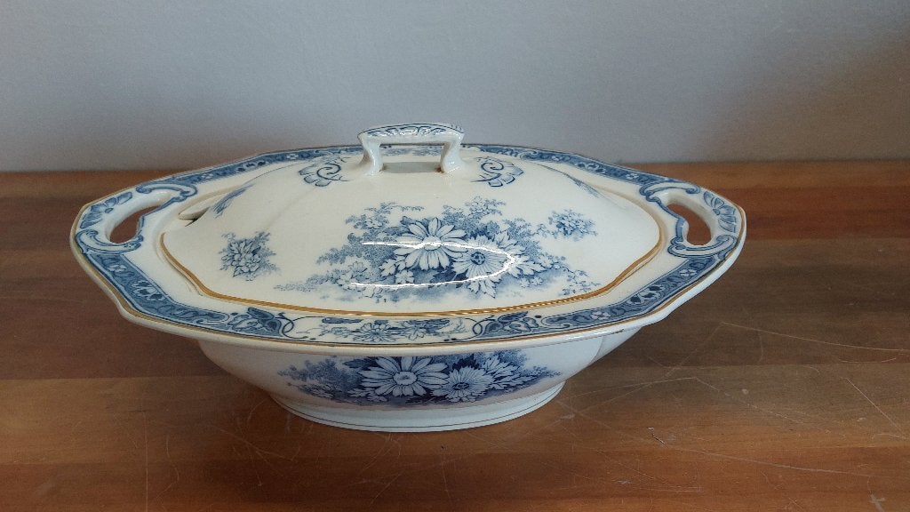 Deel-servies W.H. Grindley Ivory Chelsea blauw, Antiek en Kunst, Ophalen