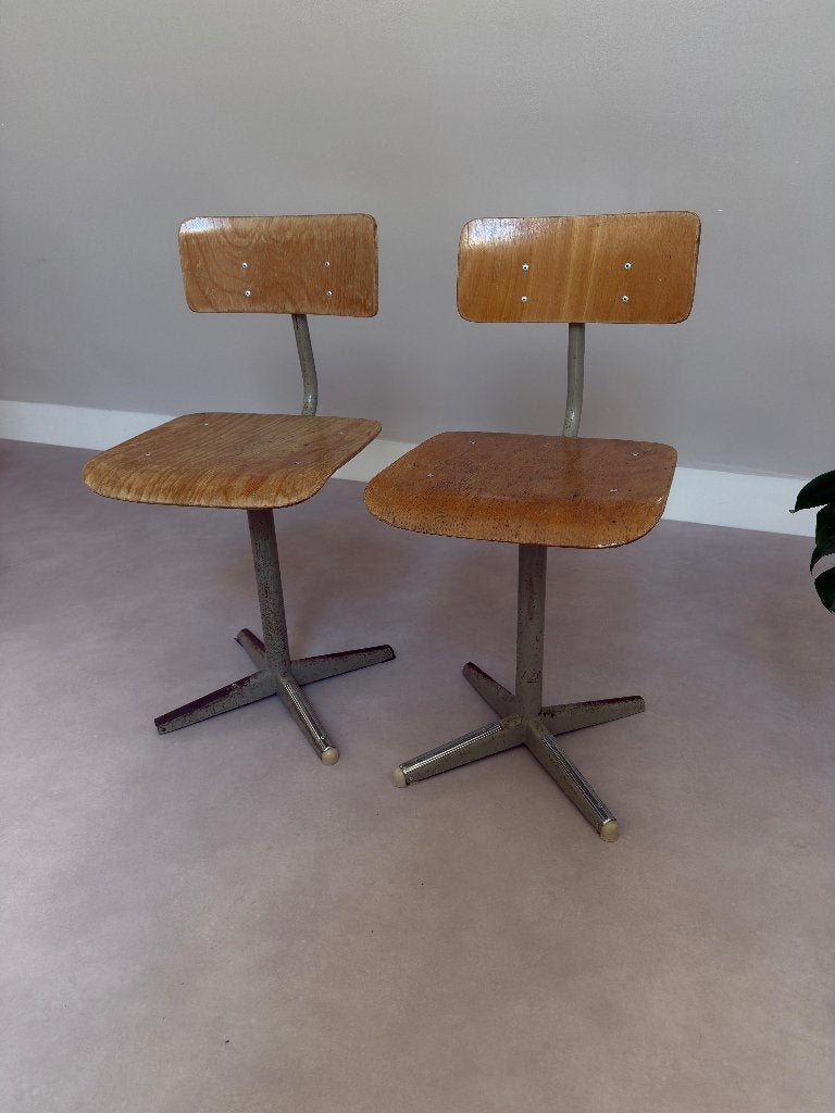 Schoolstoelen vintage kruispoot, Ophalen, Gebruikt, Stoel(en)