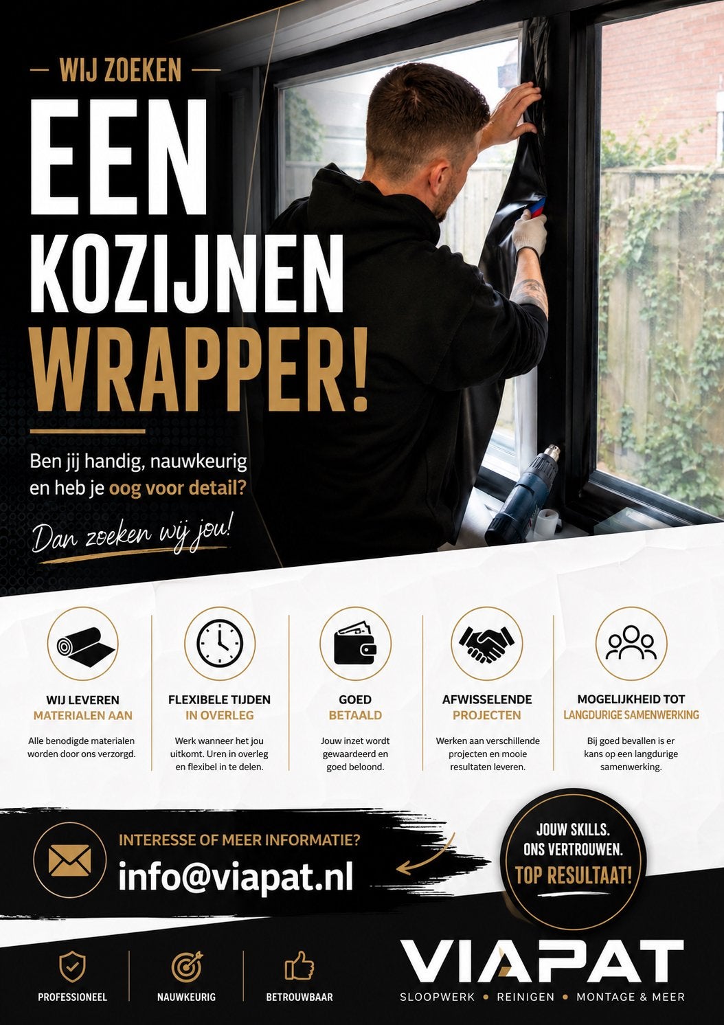 Kozijnen wrapper gezocht ( wrappen ), 33 - 40 uur, Overige vormen