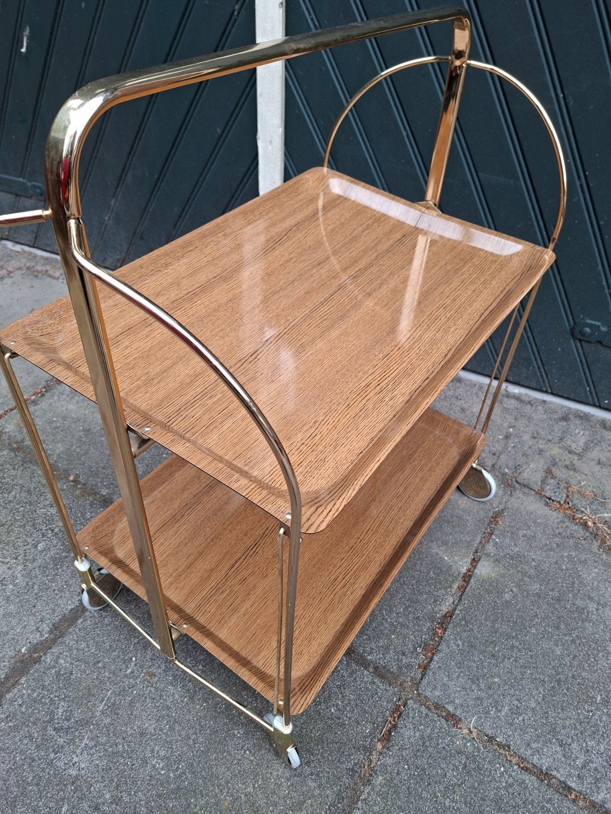 Vintage Serveerwagen / Trolley - Origineel Goudkleurig, Huis en Inrichting, Woonaccessoires | Overige, Vintage, Gebruikt, Ophalen of Verzenden