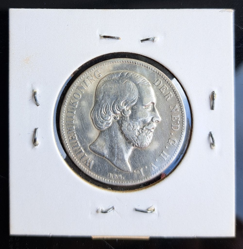 Zilveren gulden Willem III 1865, Postzegels en Munten, Munten | Nederland, Ophalen of Verzenden, Koning Willem III, 1 gulden, Zilver