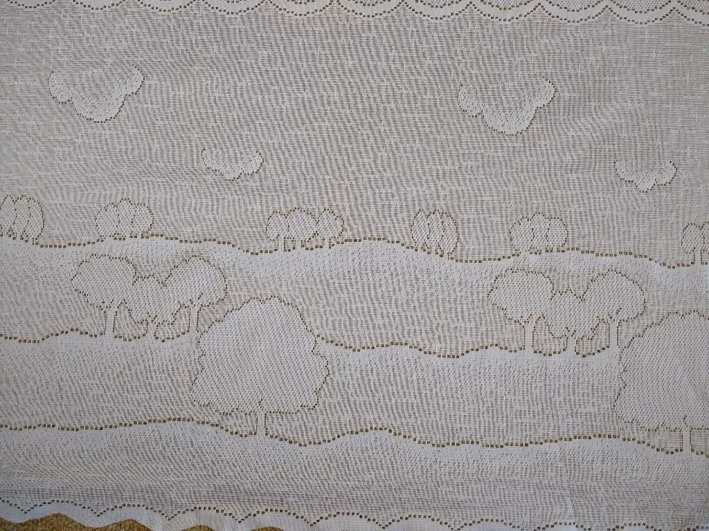 2 x vitrage val wit landschap met bomen 45 cm hoog 1,96 m br, Wit, 150 tot 200 cm, Ophalen of Verzenden, Zo goed als nieuw