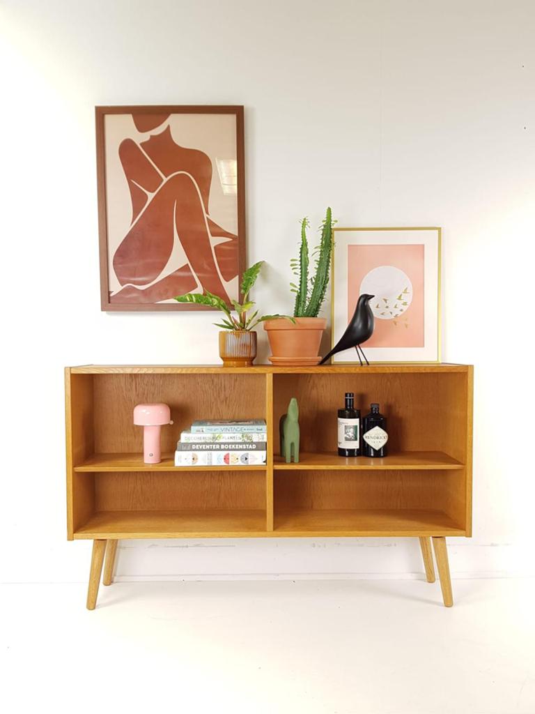 Vintage Deens boekenkastje Hundevad | open kast | wandkast, Met plank(en), Hundevad, ., Eikenhout