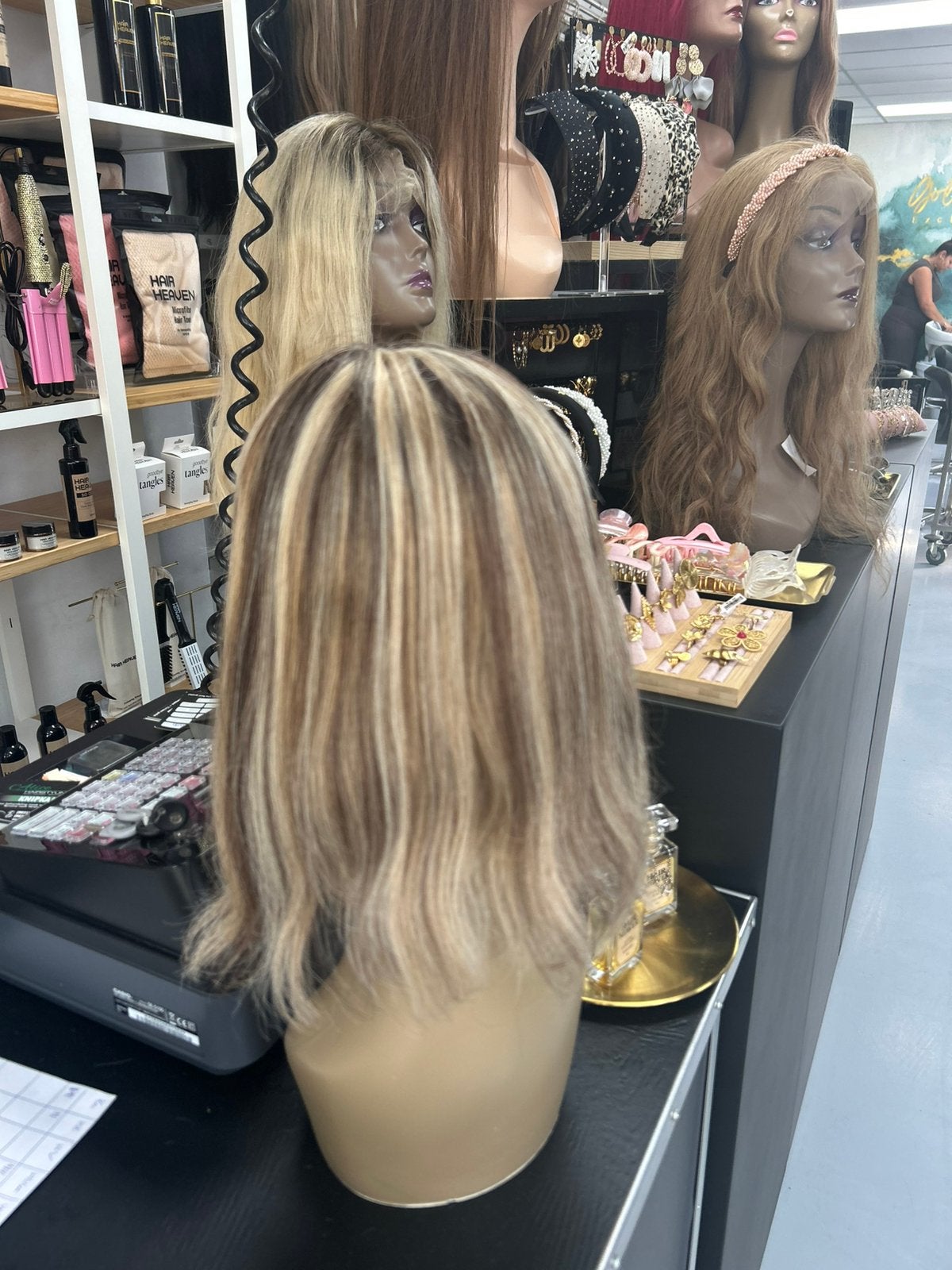 Echthaar pruik human hair blond met highlights lace wig €39, Ophalen of Verzenden, Nieuw, Pruik of Haarverlenging